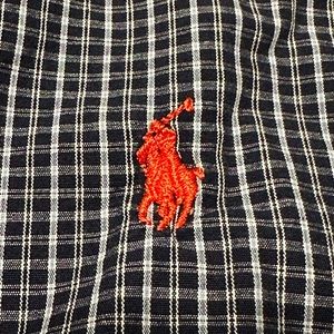 Ralph Lauren Classic Plaid Sleepwear Pajama Top Shirt Button Up Navy Large